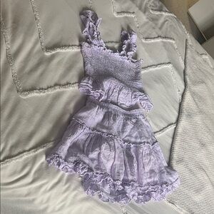 Hill House Home The Paz Top & Matching Skirt in lilac stripe